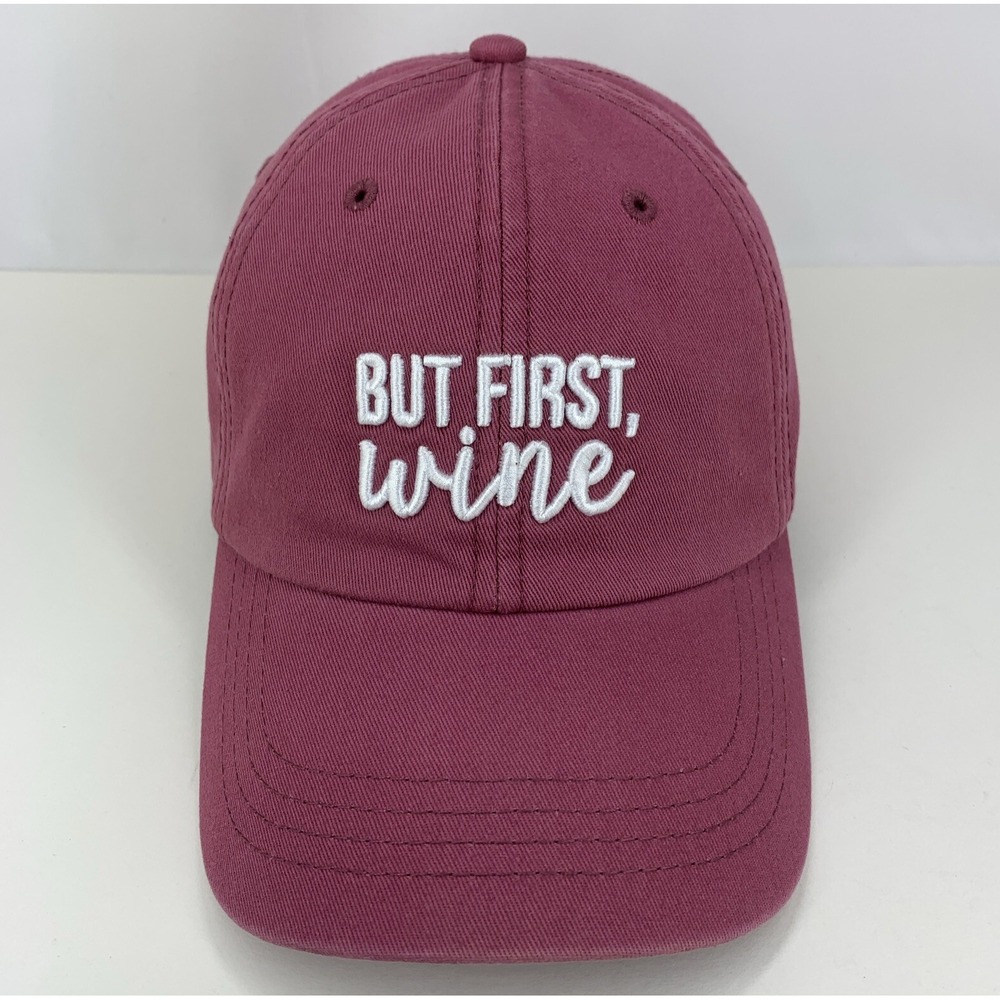 But First, Wine Hat State Of Mine Red Adjustable Strapback OSFM Baseball Cap